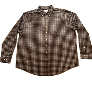 Croft and Barrow checked black and olive button down shirt for men size XXL